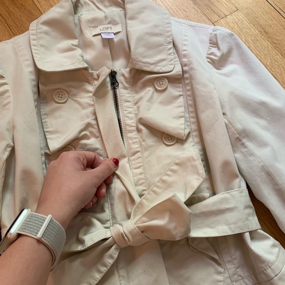 Loft Cream Ruffled Zip Up Jacket - Picture 3 of 4